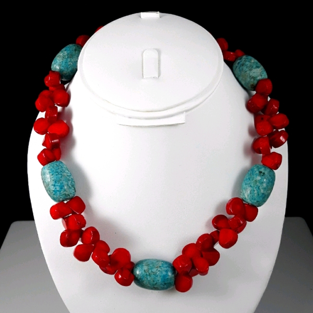 NEW! Turquoise and Coral Necklace
